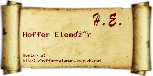 Hoffer Elemér névjegykártya
